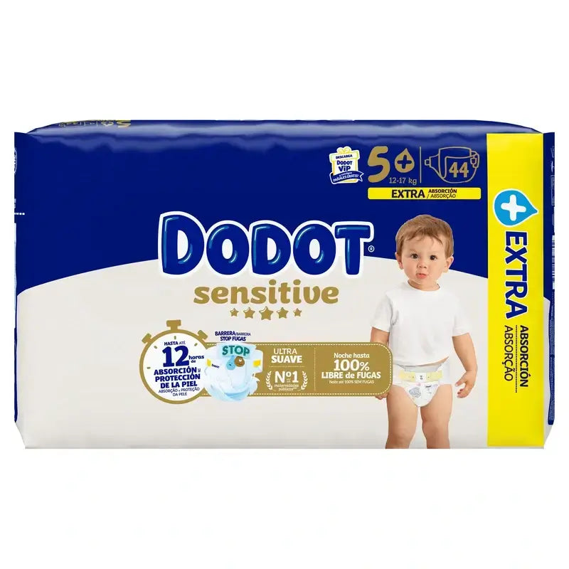 Dodot Sensitive Extra Jumbo Taille 5, 88 couches + Dodot Pure Aqua 288 Lingettes