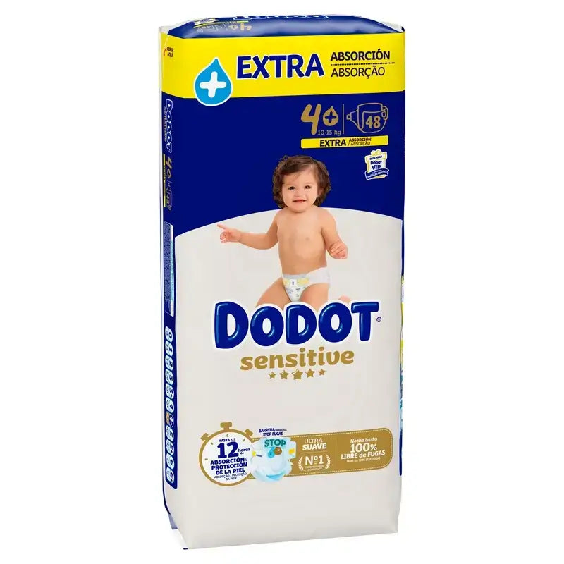 Couches Dodot Sensitive Extra Absorbant 10-15 kg Taille 4+, 96 pièces + Dodot Pure Aqua 288 Lingettes