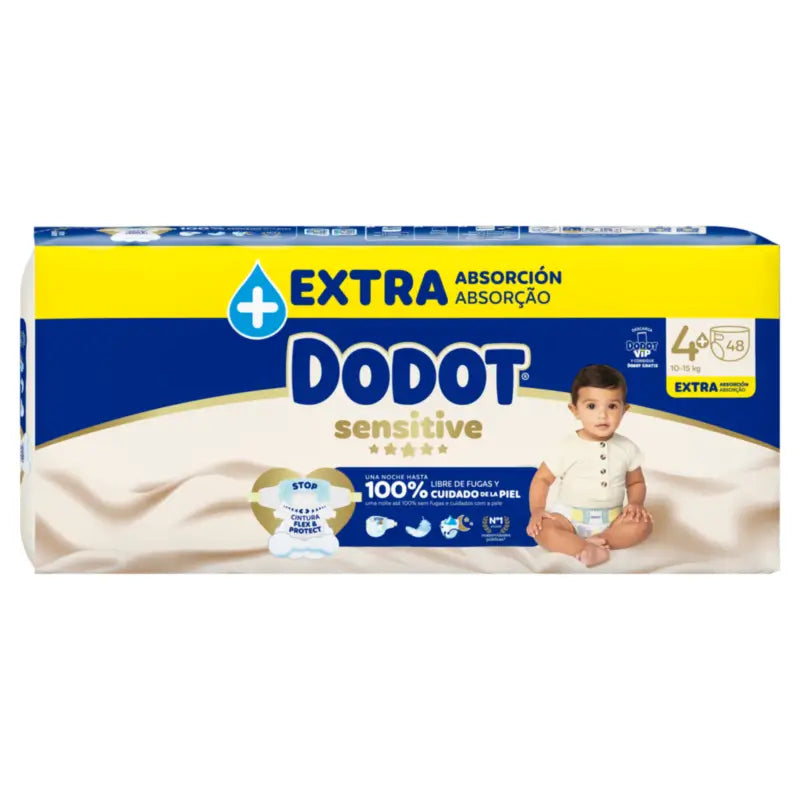Couches Dodot Sensitive Extra Absorbant 10-15 kg Taille 4+, 48 Pcs.