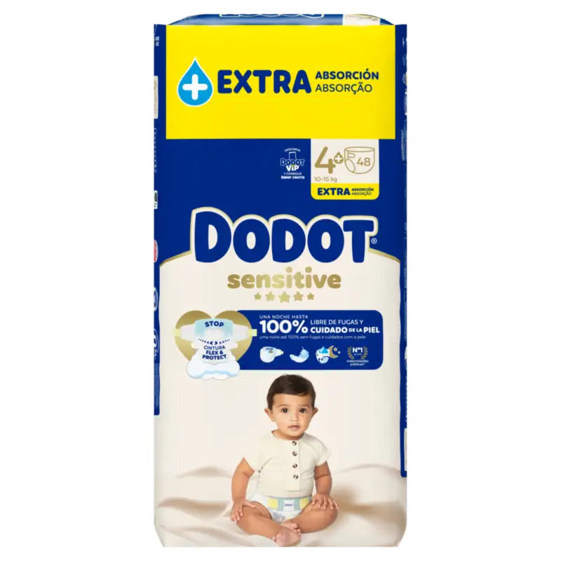 Couches Dodot Sensitive Extra Absorbant 10-15 kg Taille 4+, 48 Pcs.