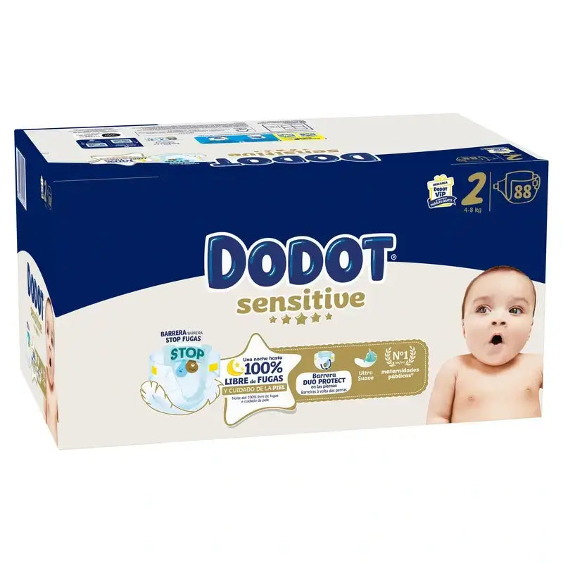 Dodot Sensitive Taille 2, 4kg-8kg, 176 couches + Dodot Pure Aqua 288 lingettes