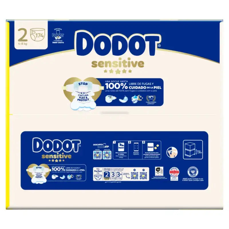 Dodot Sensitive, taille 2, couches pour 4 à 8 kg, lot de 2 x 174