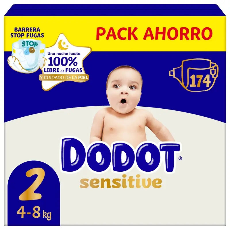 Dodot Sensitive Size 2, Nappies, 4Kg-8Kg , 174 pcs