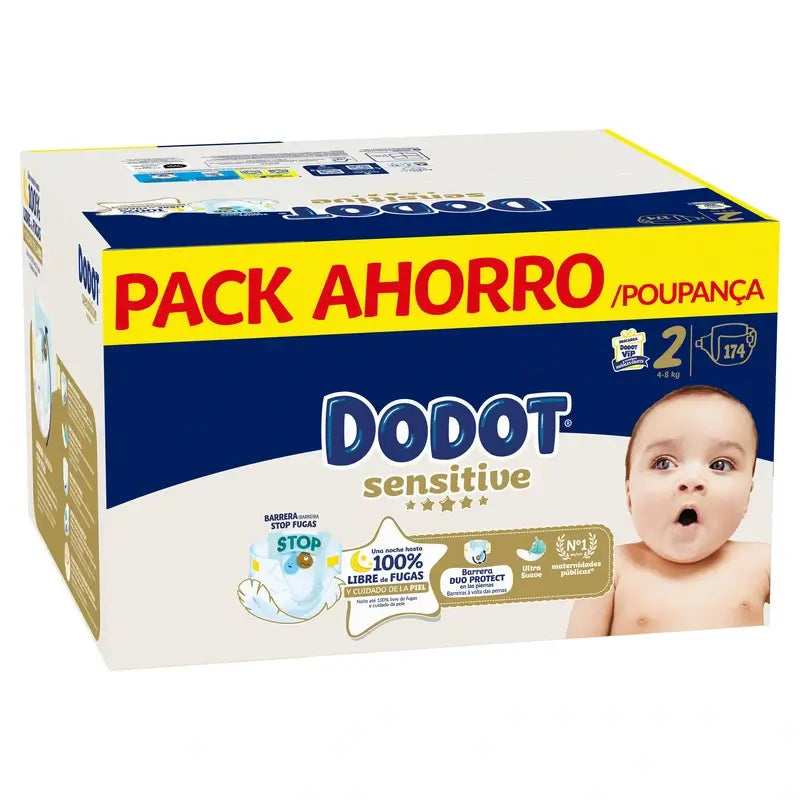 Dodot Sensitive Taille 2, Couches, 4Kg-8Kg , 174 pcs