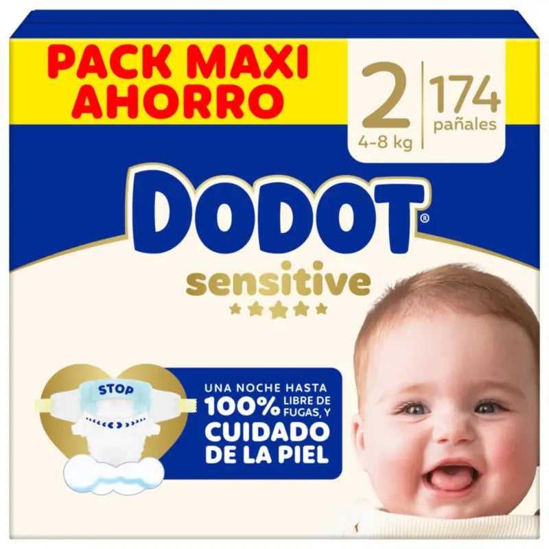 Dodot Sensitive Taille 2, Couches, 4Kg-8Kg , 174 pcs