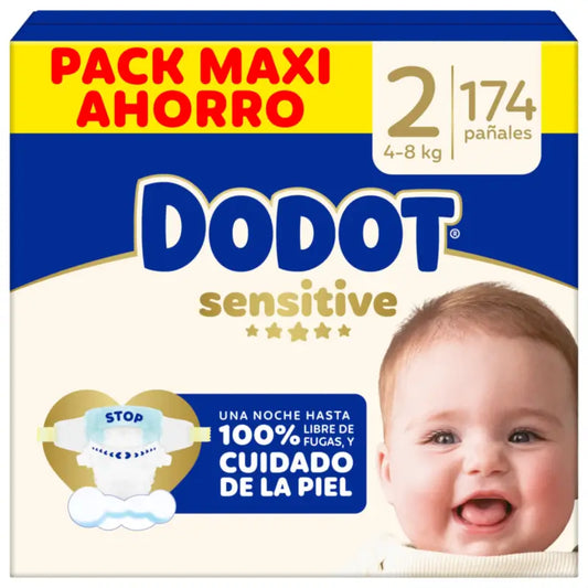 Dodot Sensitive Taille 2, Couches, 4Kg-8Kg , 174 pcs