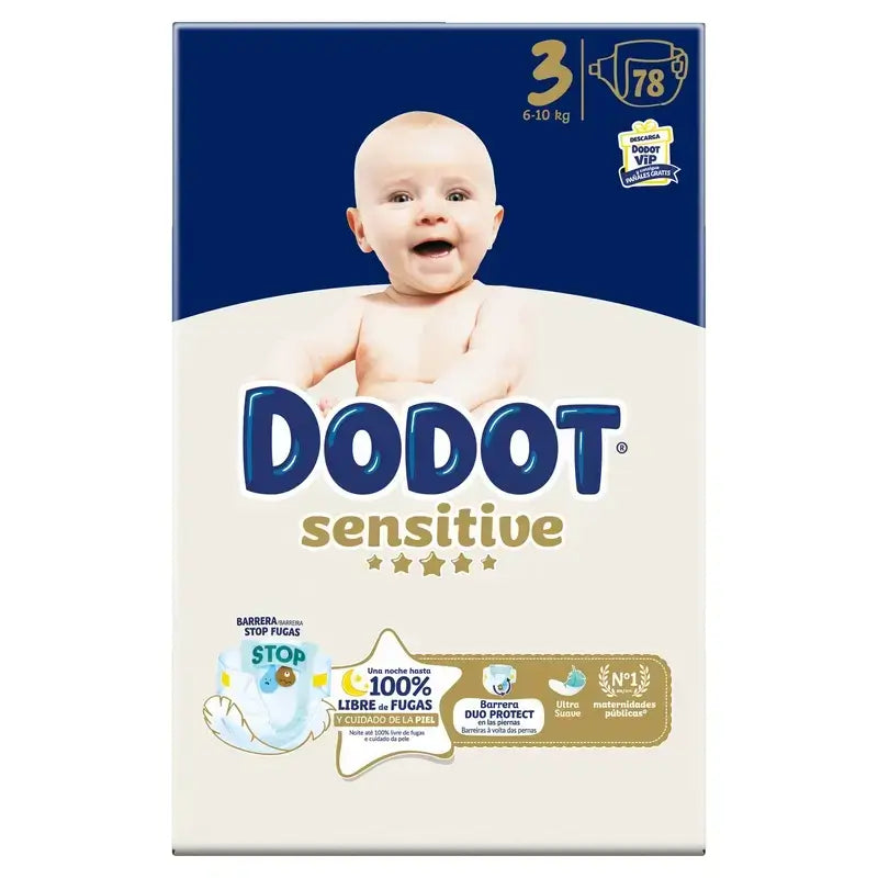 Dodot Sensitive Taille 3, 6kg-10kg, 156 couches + Dodot Pure Aqua 288 lingettes