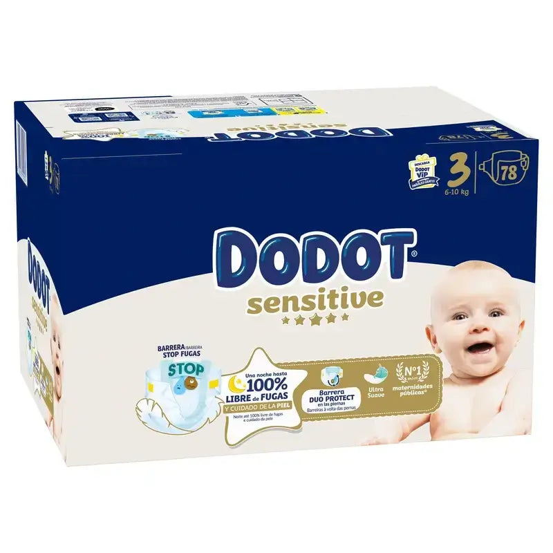 Dodot Sensitive Taille 3, 6kg-10kg, 156 couches + Dodot Pure Aqua 288 lingettes