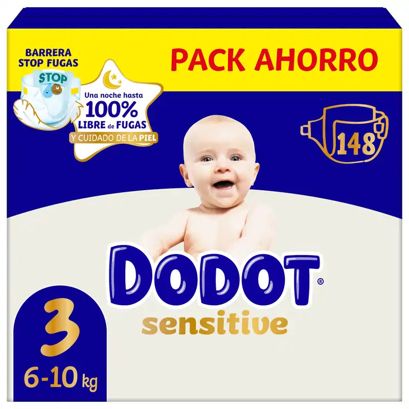 Dodot Sensitive Size 3, Nappies, 6Kg-10Kg , 148 pcs