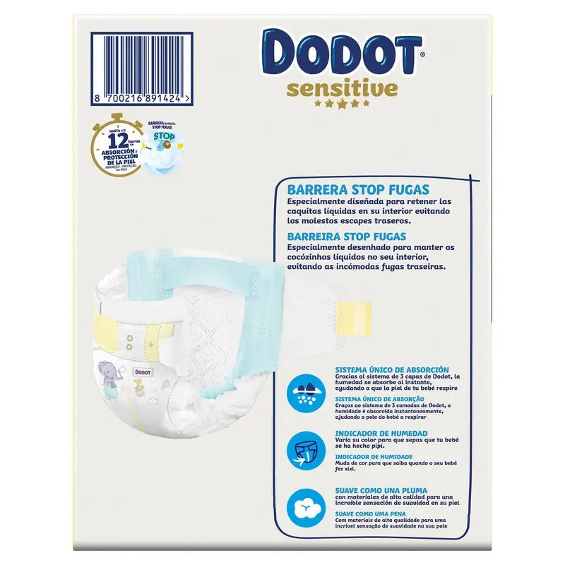 Dodot Sensitive Taille 3, Couches, 6Kg-10Kg , 148 pcs