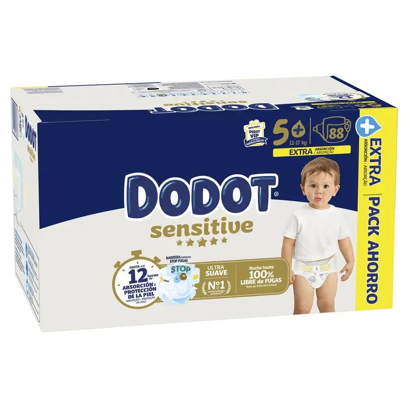 Dodot Sensitive Extra-Box Taille 5+, 88 couches