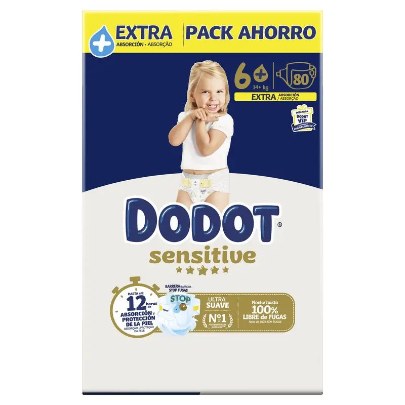 Dodot Sensitive Extra-Box Taille 6+, 80 couches