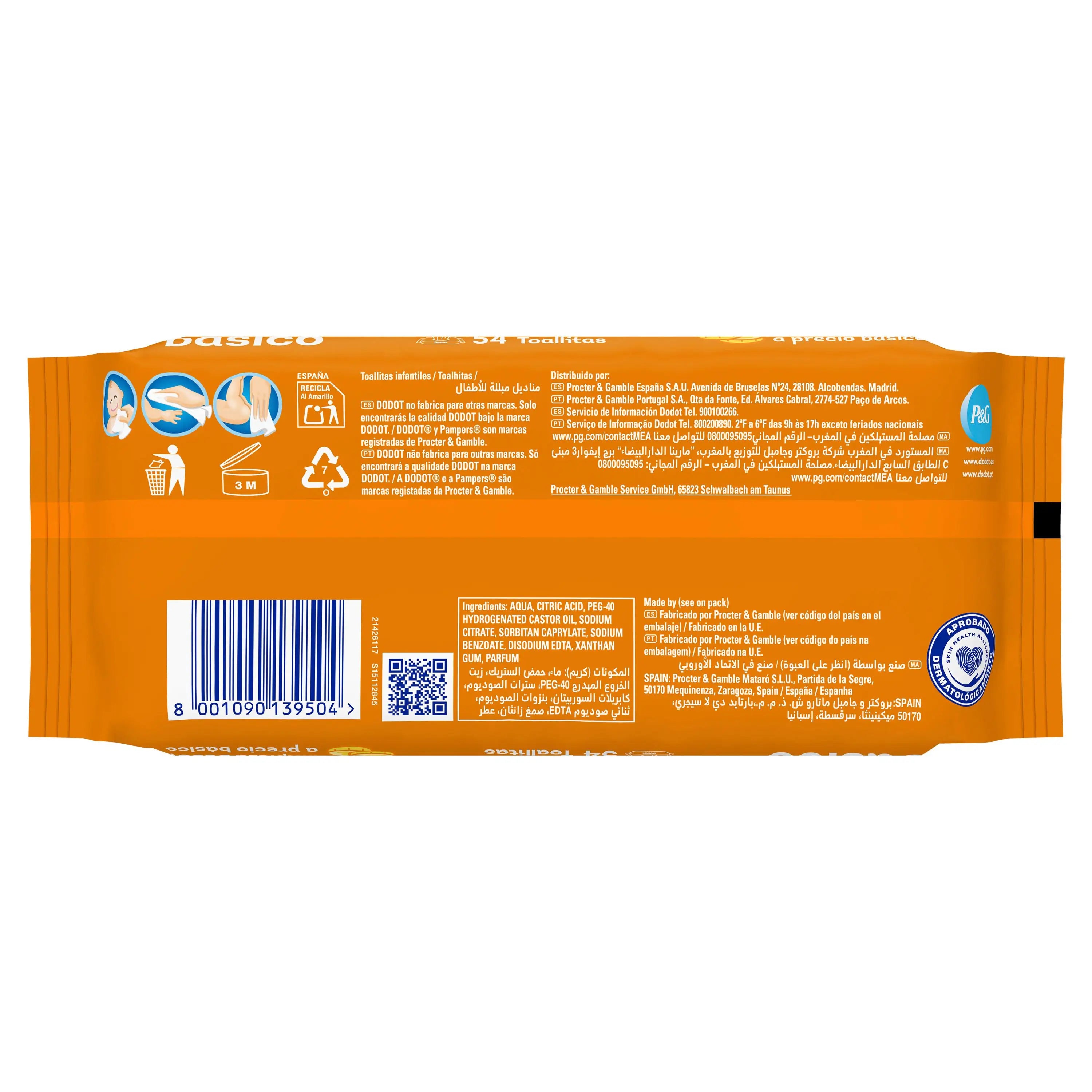Dodot Dodot Wipes Basic, 54 unités