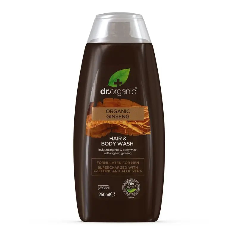 Gel pour le bain et les cheveux au ginseng Dr. Organic 250ml.