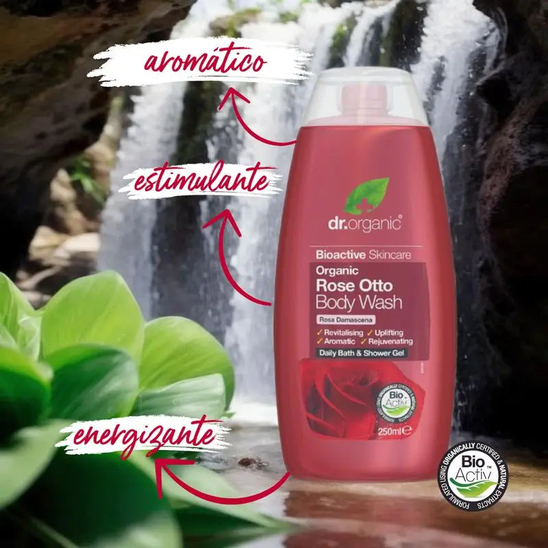 Gel douche à la rose de Damas Dr. Organic 250ml.