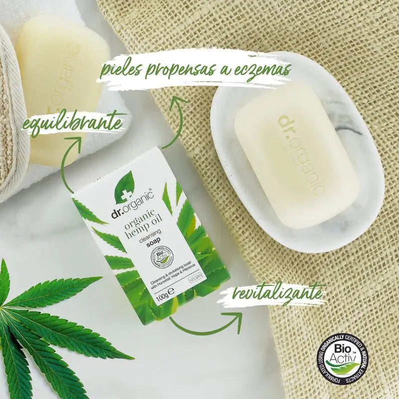 Dr. Organic Savon en barre à l'huile de chanvre 100Gr.