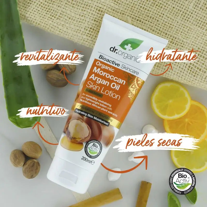 Lotion corporelle à l'huile d'argan Dr. Organic 200Ml.