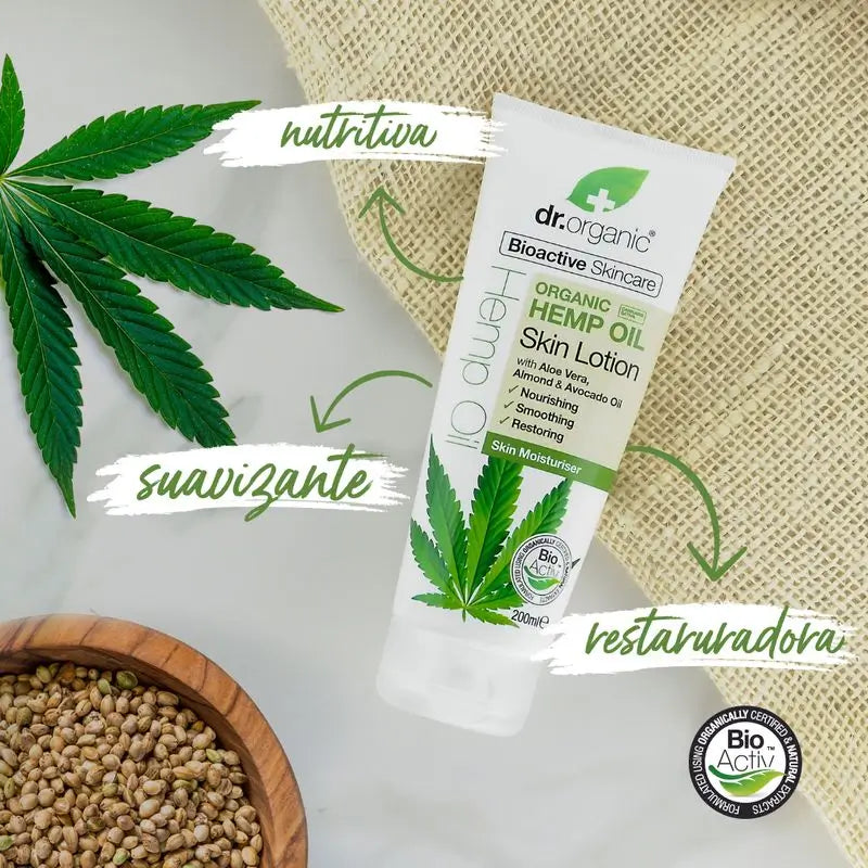Lotion corporelle à l'huile de chanvre Dr. Organic 200Ml.