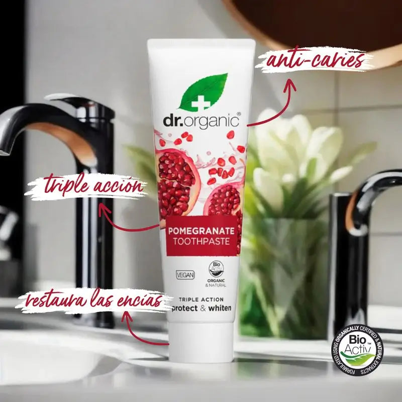 Dentifrice triple action à la grenade Dr. Organic, 100 ml