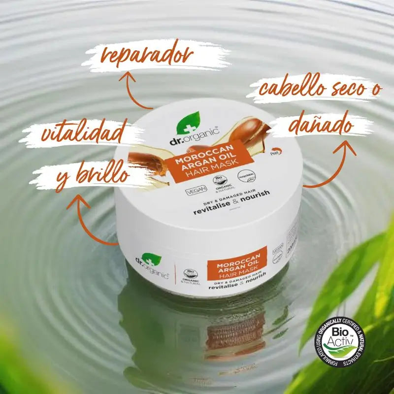 Masque capillaire à l'huile d'argan pour cheveux secs ou abîmés, 200 ml