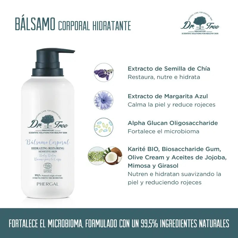 Dr. Tree Natural Baume hydratant pour le corps Peau sensible 400Ml