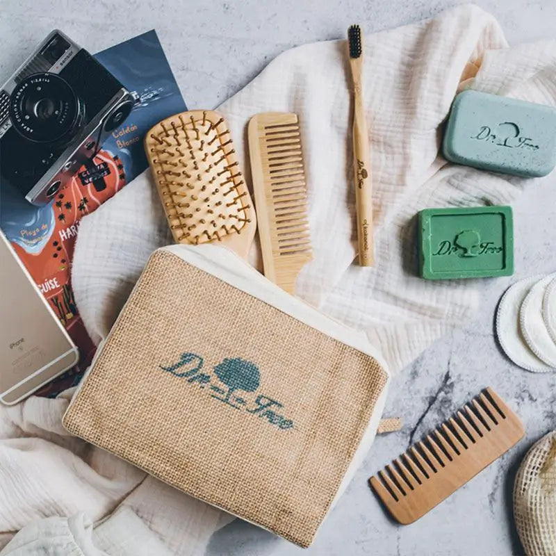 Trousse de toilette Dr. Tree Kit de voyage Shampoing Gel Solide + Brosse à dents Bambou