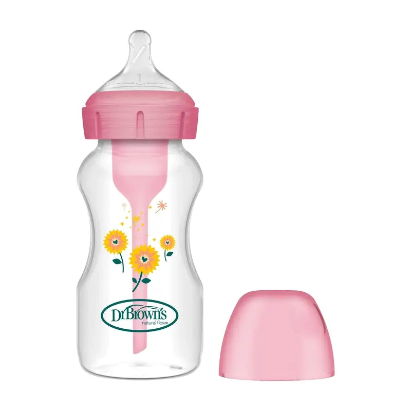 Biberon large Dr. Brown's Pink Flowers Pp Options+ , 270 ml