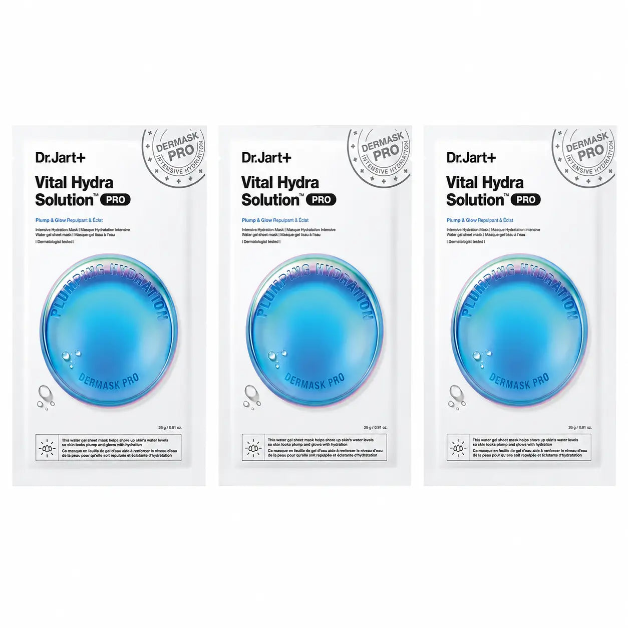 Dr. Jart+ Dermask Vital Hydra Solution Pro Moisturising Face Mask, 26 Gr , pack 3