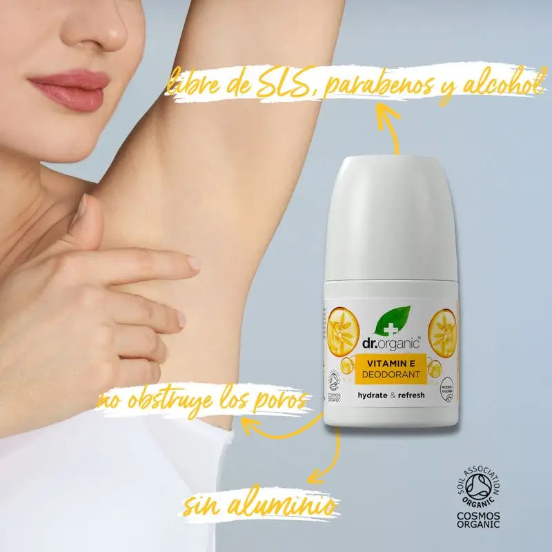 Déodorant Dr. Organic à la vitamine E pour peaux sèches, 50 ml