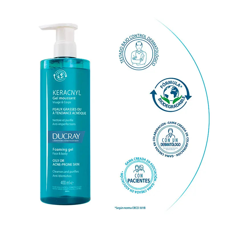 Ducray Keracnyl Gel nettoyant 400 ml