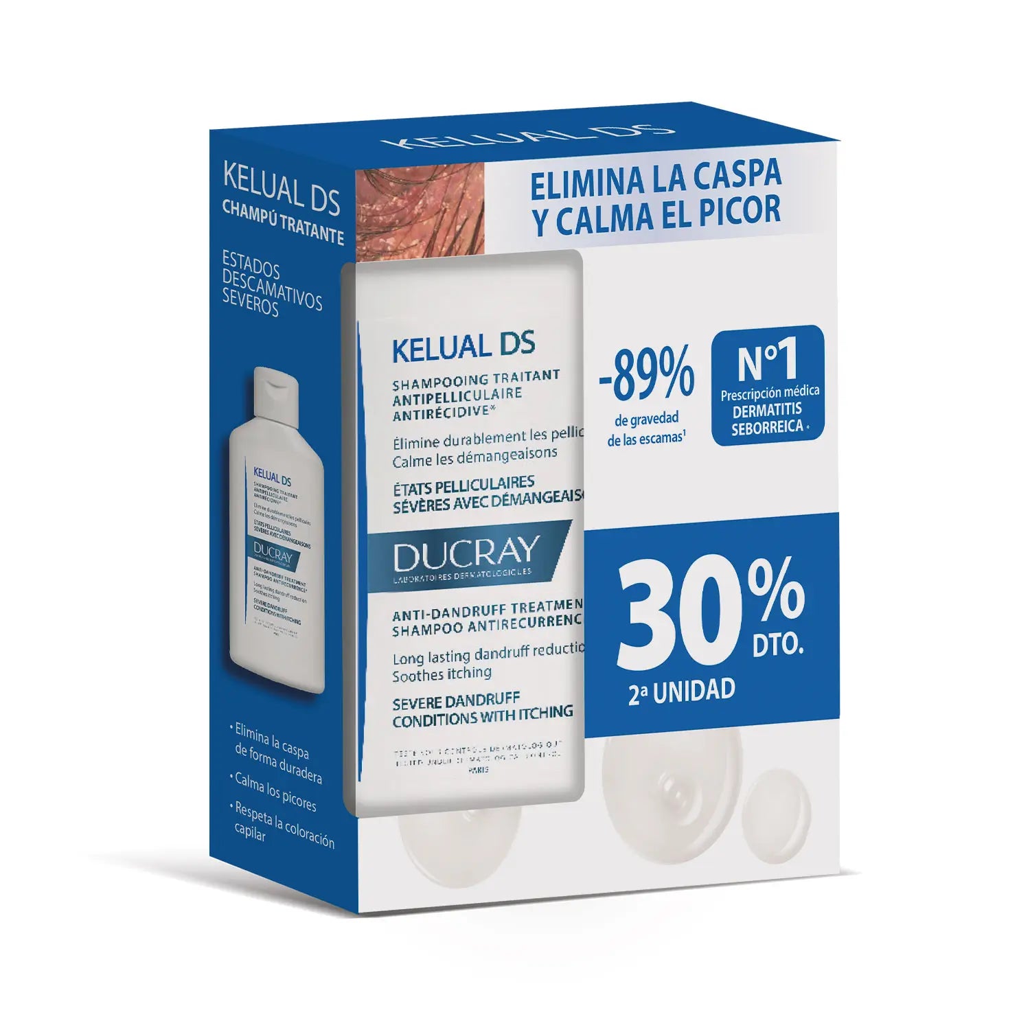 Ducray Pack Duo Kelual Ds Anti-Dandruff Shampoo, 2X100Ml