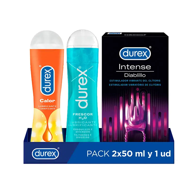 Durex Pack Lubrifiant à effet chaud + Lubrifiant à effet froid + Anneau vibrant Diablillo