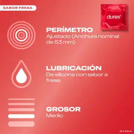 Durex Préservatifs Saboreame avec arômes fruités - Fraise, Banane, Orange et Pomme 12 unités
