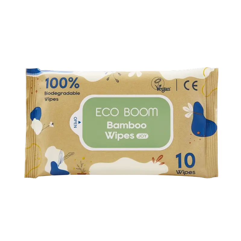 Eco Boom 100% Natural Bamboo Wipes Pack, 10 pcs.