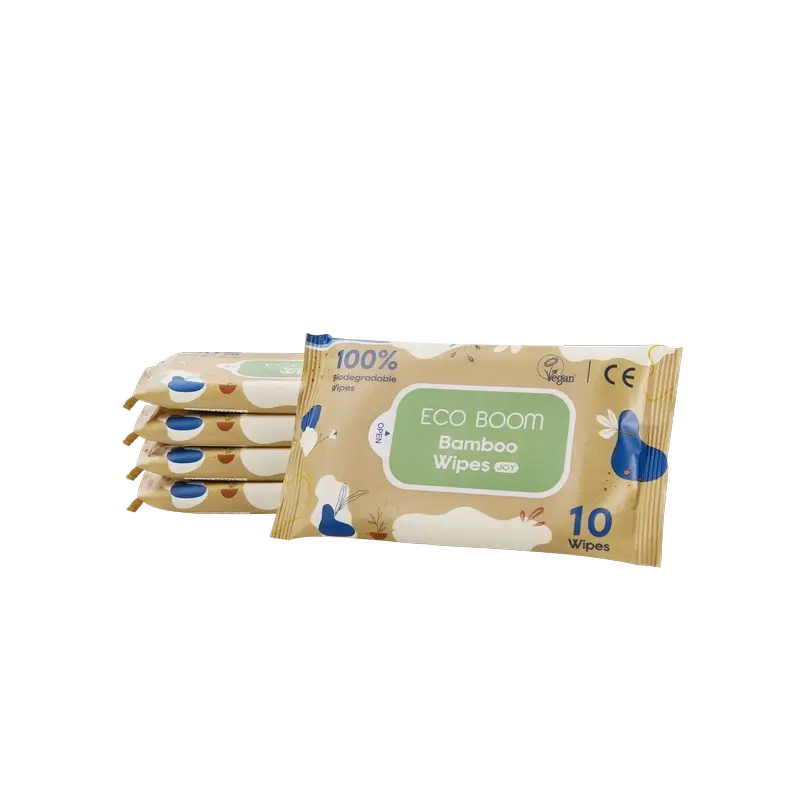 Eco Boom 100% Natural Bamboo Wipes Pack, 10 pcs.
