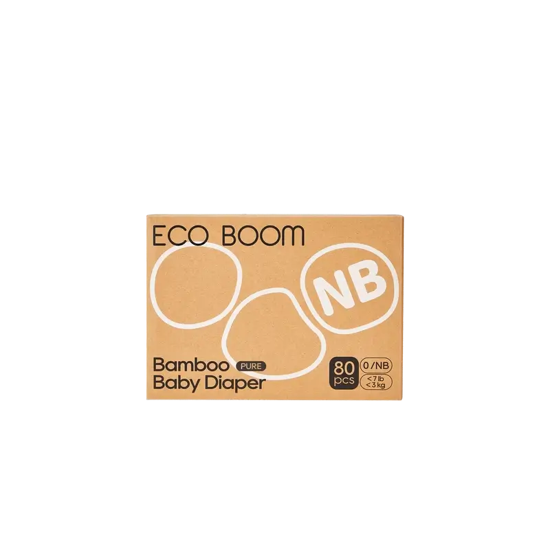 ECO BOOM PURE 100% natural bamboo nappies - Size 0/NB (1-3 kg) - 80 pcs.