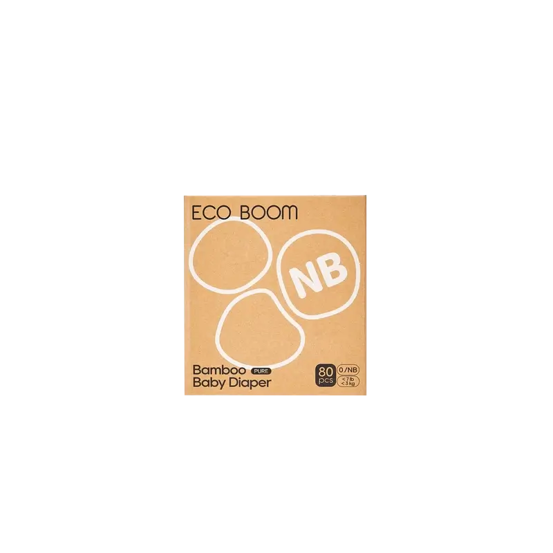 Couches ECO BOOM PURE 100% naturelles en bambou - Taille 0/NB (1-3 kg) - 80 pcs.