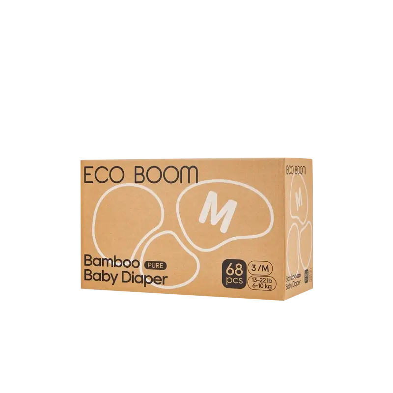Couches ECO BOOM PURE 100% naturelles en bambou - Taille 3/M (6-10 kg) - 68 pcs.