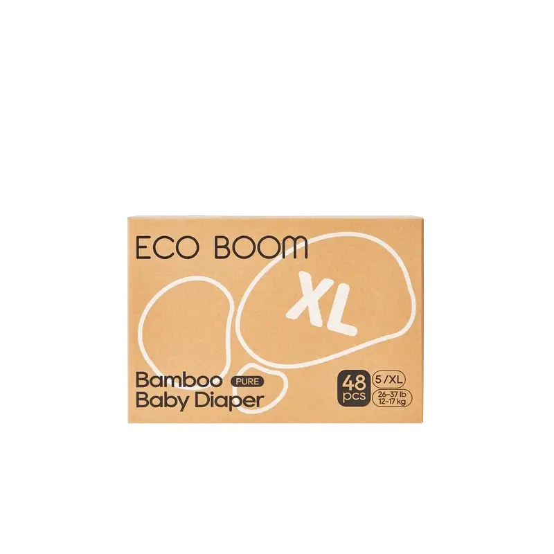 ECOBOOM PURE 100% natural bamboo nappies - Size 5/XL (12-17 kg) - 48 pcs.