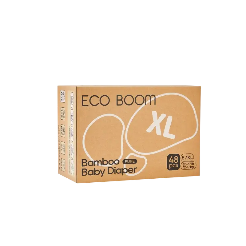Couches ECOBOOM PURE 100% naturelles en bambou - Taille 5/XL (12-17 kg) - 48 pcs.