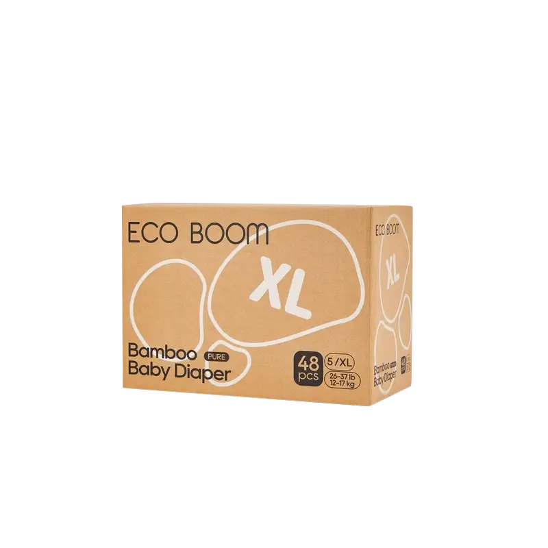 Couches ECOBOOM PURE 100% naturelles en bambou - Taille 5/XL (12-17 kg) - 48 pcs.