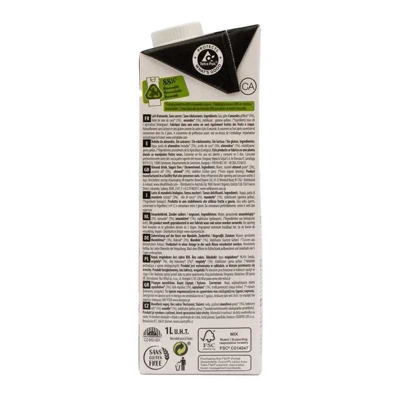 Ecomil Amande Nature Keto Bio, 1L x 6 pcs.