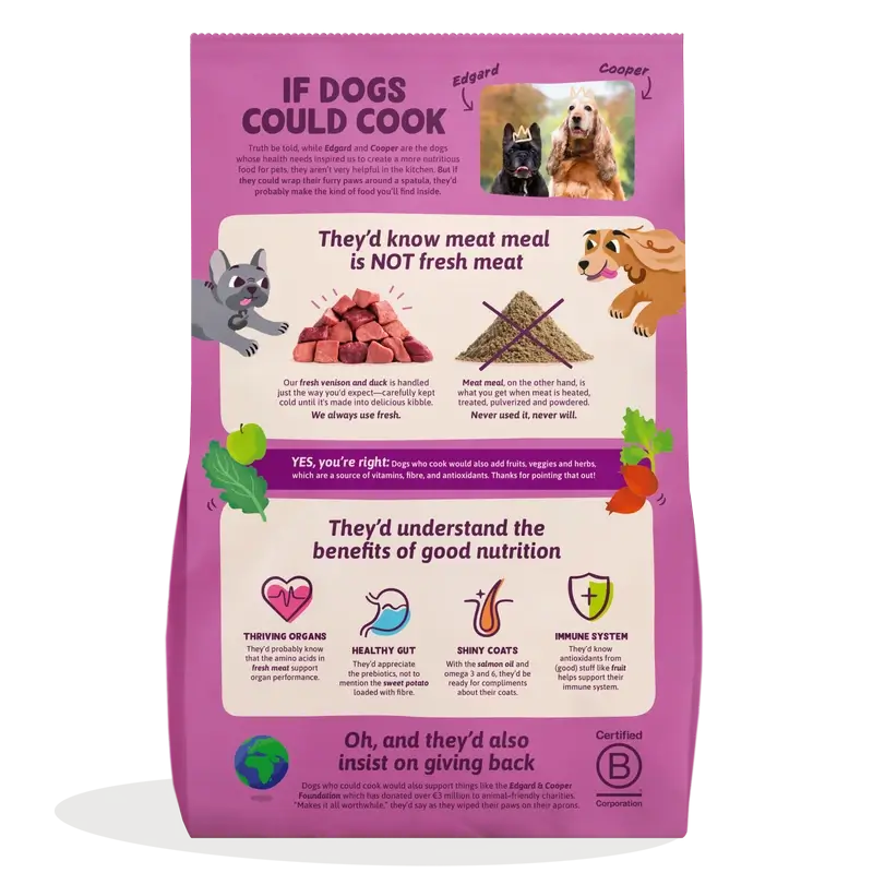 Edgard & Cooper Large Adult Dog Food With Fresh Venison & Duck , 12 kg