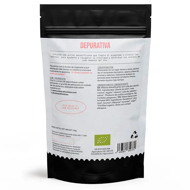 Edward Fields Tea Detox Infusion With Organic Horsetail Bulk 30 Cups Tea Free , 50 grammes