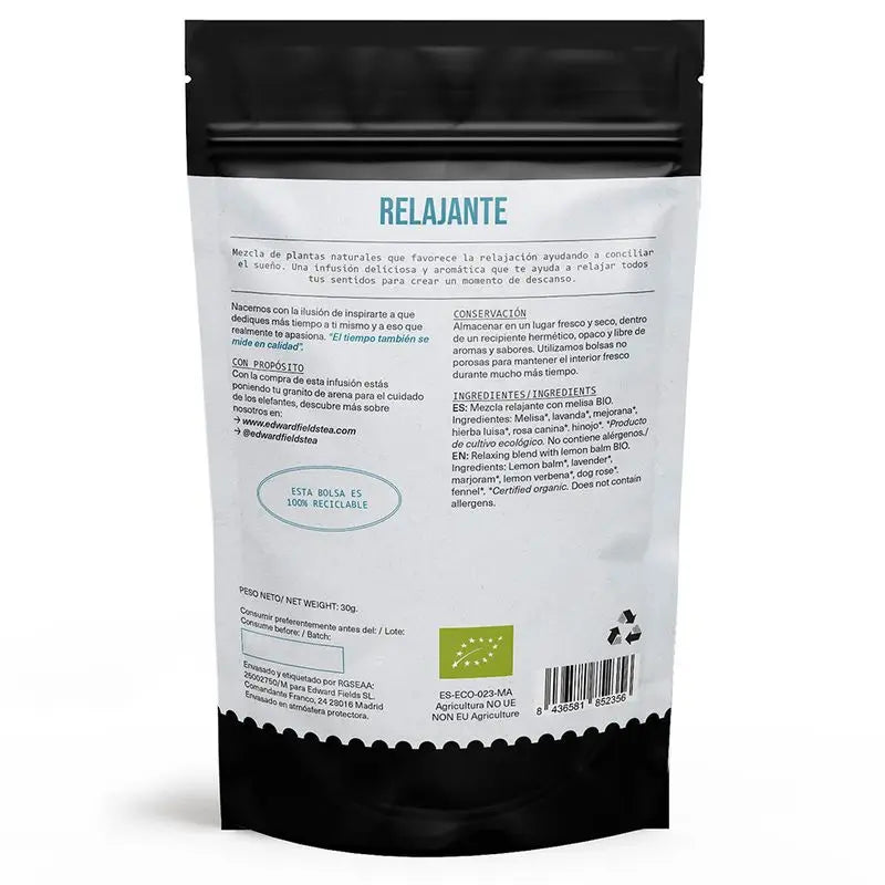 Edward Fields Tea Relax Tea with Organic Lemon Balm Bulk 25 Cups Tea Tea Free , 30 grammes