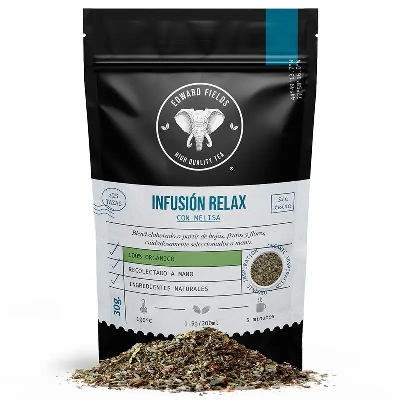 Edward Fields Tea Relaxing Infusion with Organic Lemon Balm Bulk 25 Cups Tea Tea Free , 30 grams
