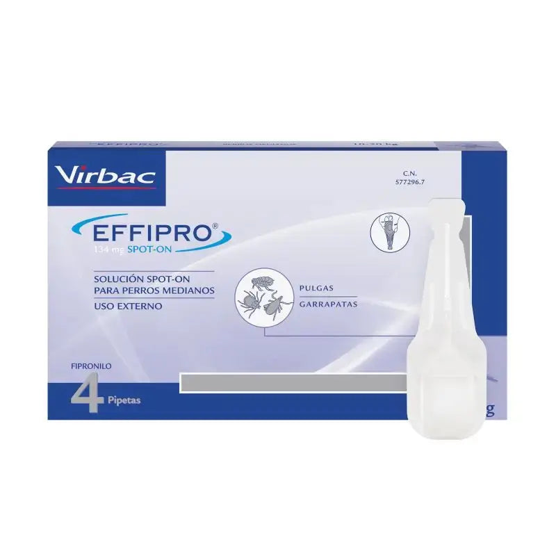 Effipro 134 Mg Spot-On Chiens Moyens 10-20kg, 4 Pipettes