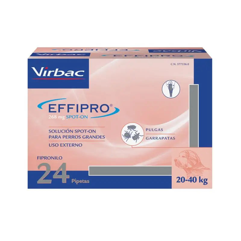 Effipro 268 Mg Spot-On Grands Chiens 20-40Kg, 24 Pipettes