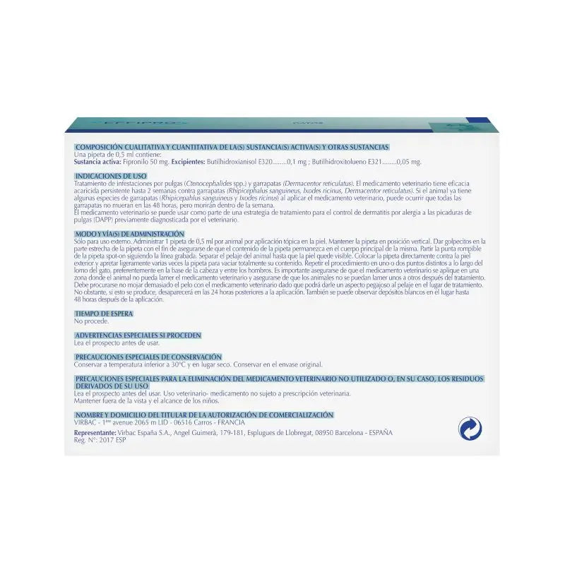 Effipro 50 Mg Spot-On Chats, 4 Pipettes