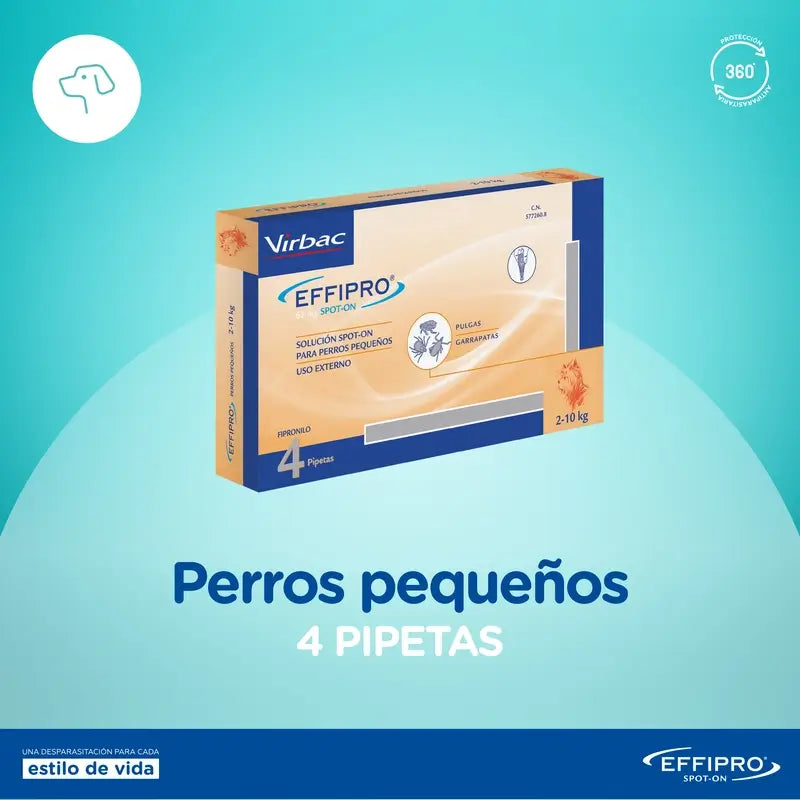 Effipro 67 Mg Spot-On Petits Chiens 2-10Kg, 4 Pipettes